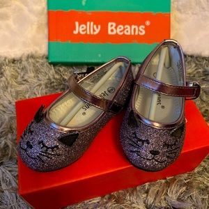 Pewter Glittery Cat Flats. Toddler size: 5